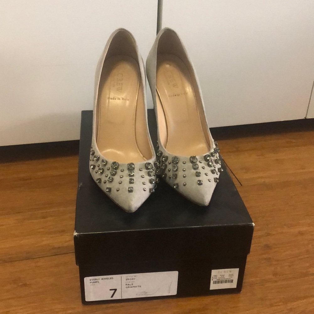 J.Crew Collection studded suede heels